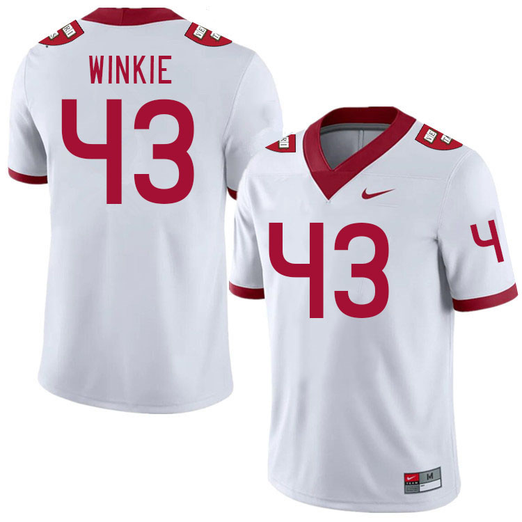 Men-Youth #43 Carson Winkie Harvard Crimson 2023 College Football Jerseys Stitched-White